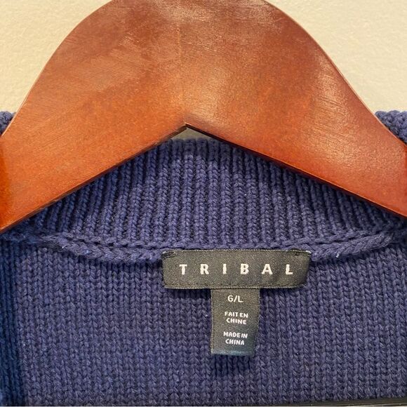 Tribal nautical cable cardigan in size 6 navy preppy - Picture 7 of 11